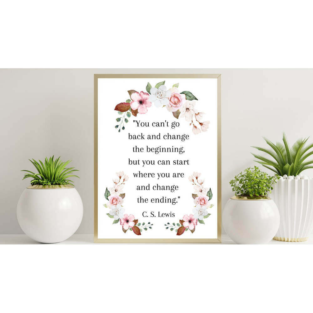 C S Lewis quote print C S Lewis poster Positive gift You can start where you are wall art Motivational quotes Best selling wall art Popular.jpg
