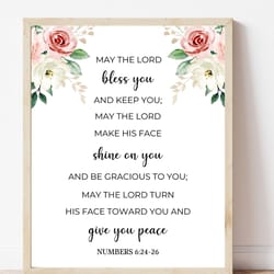 may the lord bless you and keep you nursery numbers 624-26 bible verse wall art print scripture art christian wall art f