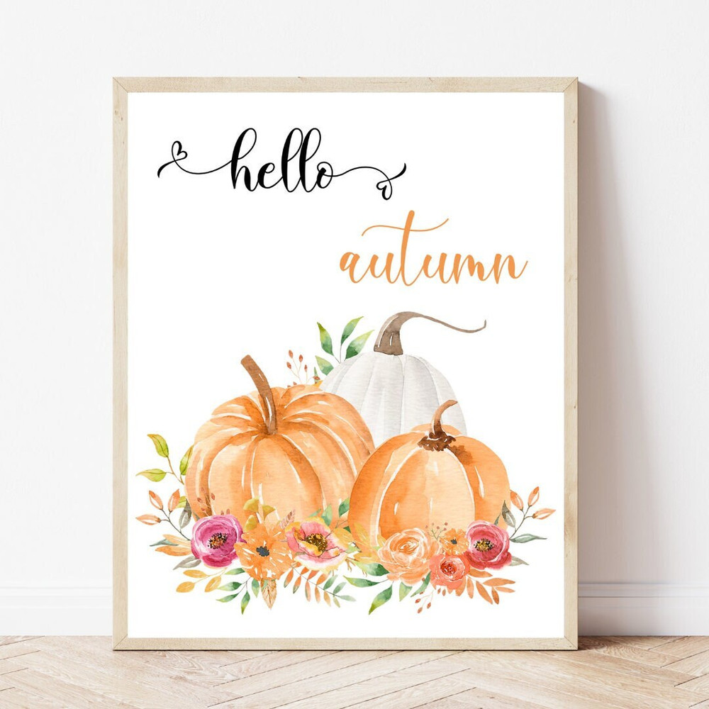 Fall printable wall art Fall decor Fall prints picture Pumpkin prints Autumn decor Thanksgiving Fall home decor Watercolor autumn decoration.jpg