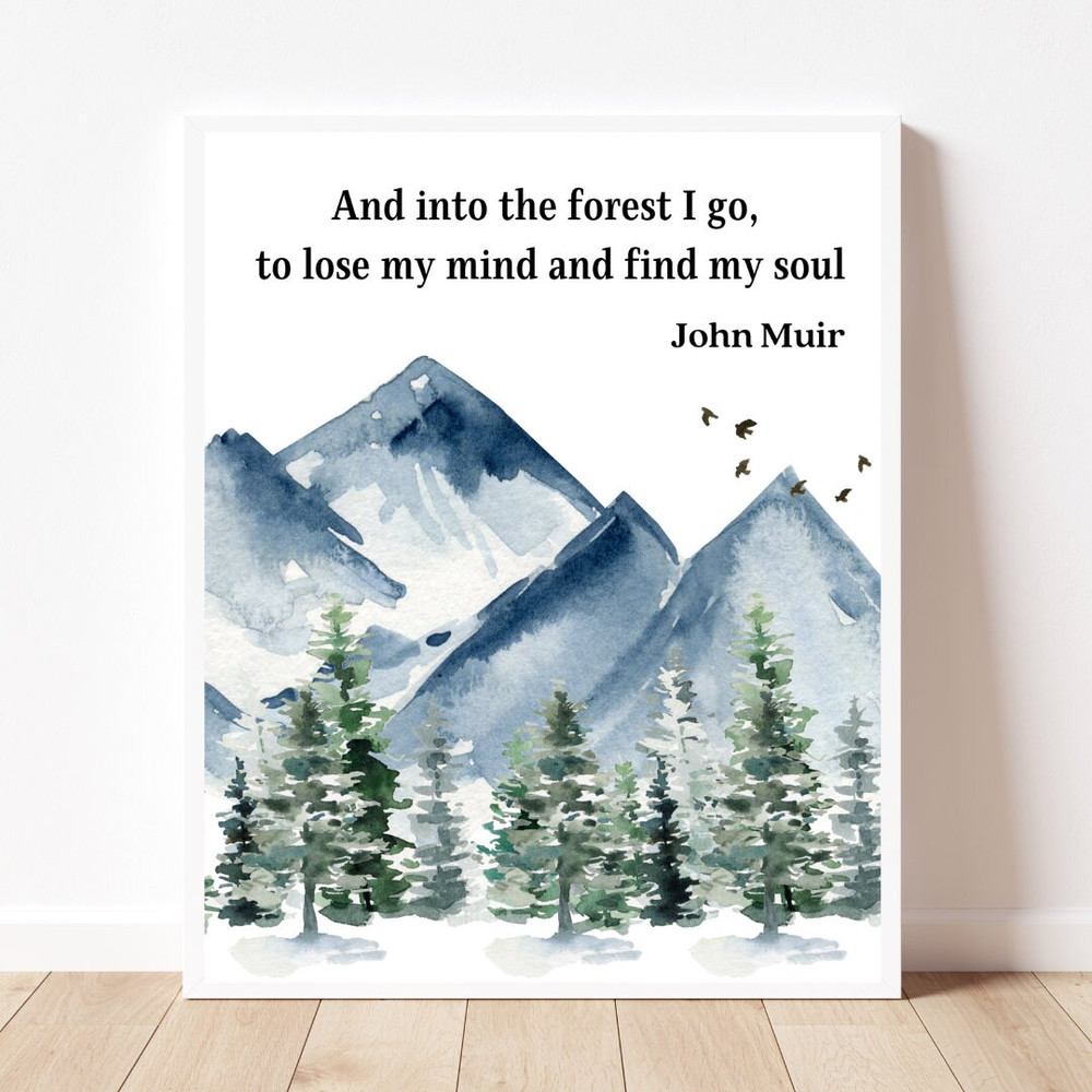 John Muir quote wall art Nature lover gift Home decor gift idea Watercolor printable wall art John Muir print watercolor painting wilderness.jpg