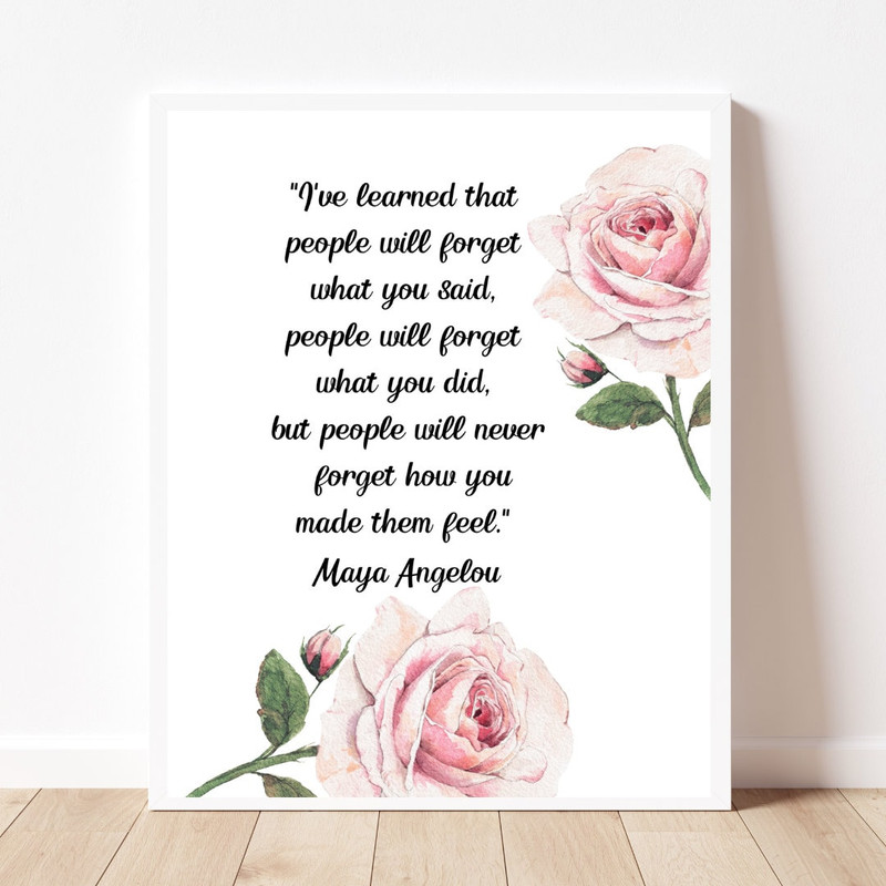 Maya Angelou quote I've learned that people quote Inspirational quotes People will remember how you made them feel Popular printables Prints.jpg
