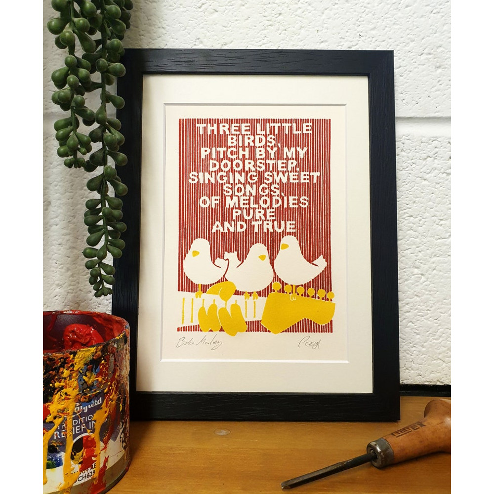 Bob Marley 3 Little Birds Lino Print.jpg