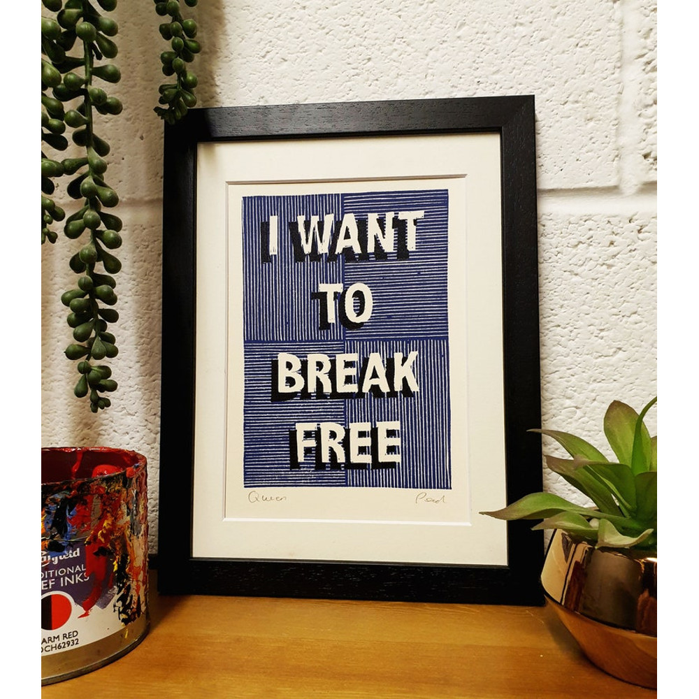 I want to break free, patterned lino print.jpg