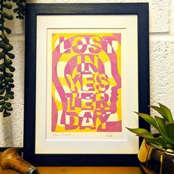 tame impala- lost in yesterday original lino print