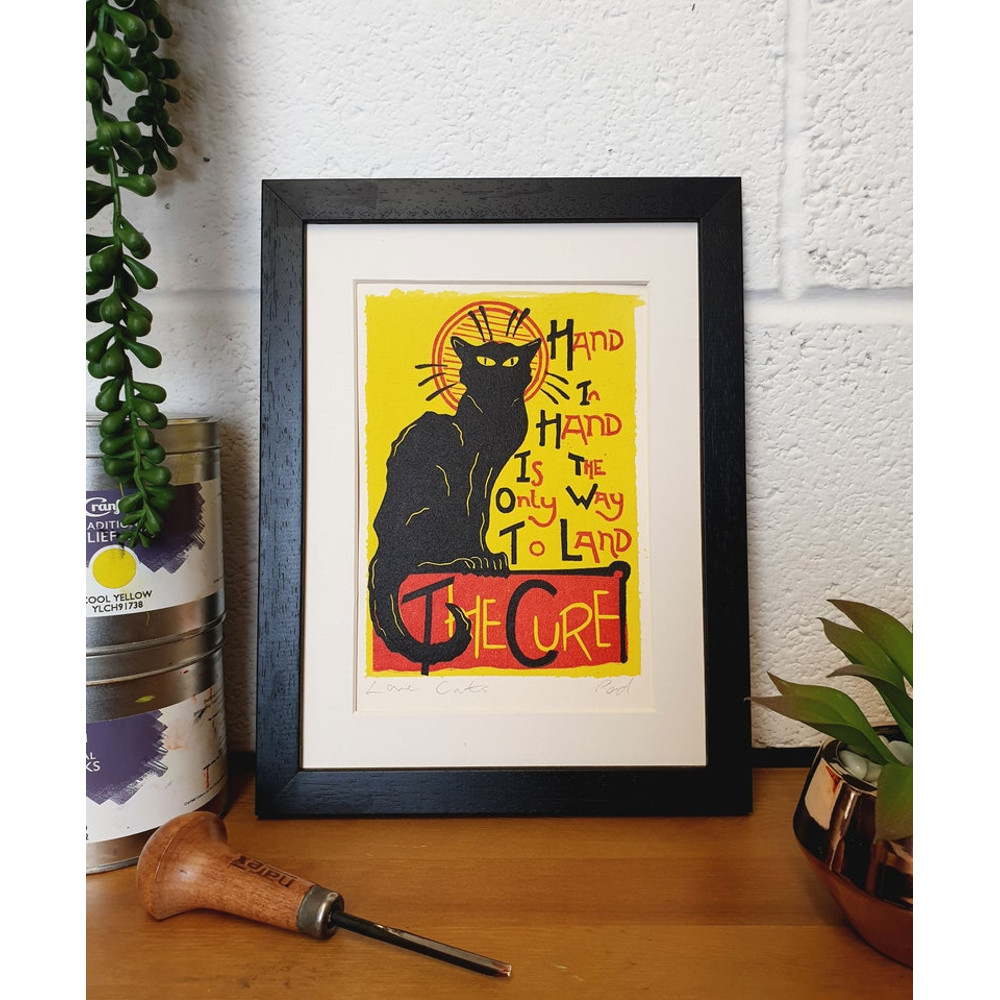 The Cure- Love Cats, Original Hand Pressed Lino Print.jpg