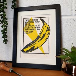 velvet underground-andy warhol banana, original lino print