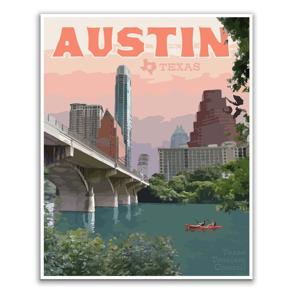 Austin Texas Travel Poster, Austin Texas Vintage Style Print.jpg