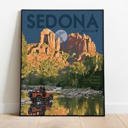 sedona arizona vintage style travel poster, sedona arizona print