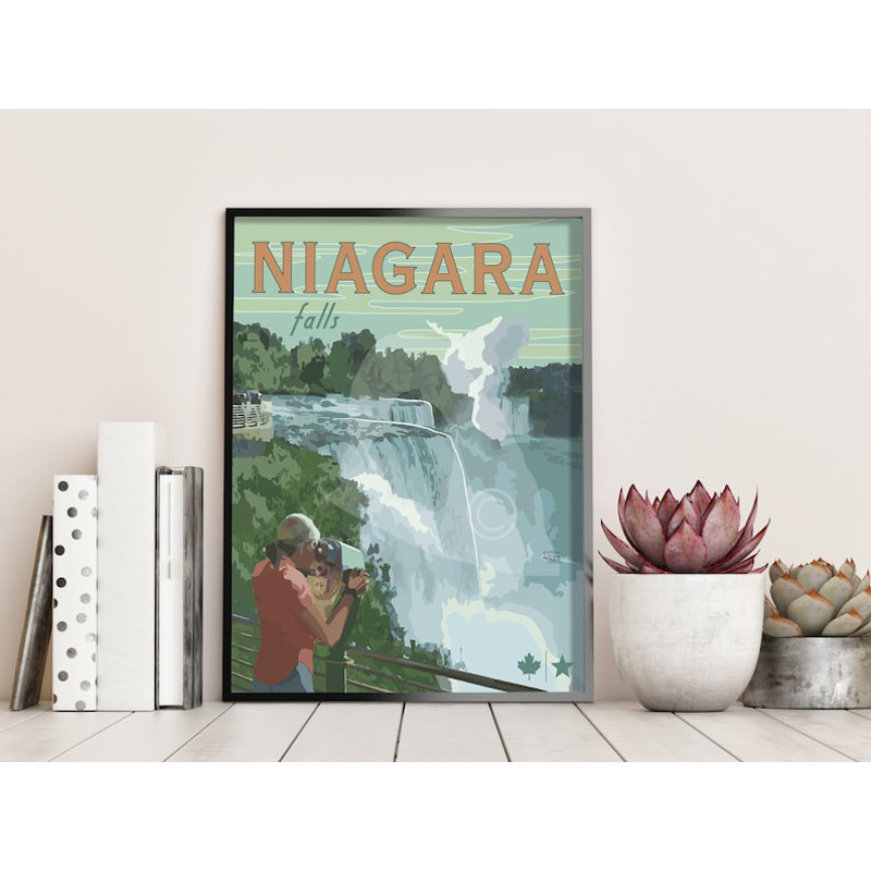 Niagara Falls State Park Vintage Style Travel Poster, Niagara Falls Print.jpg