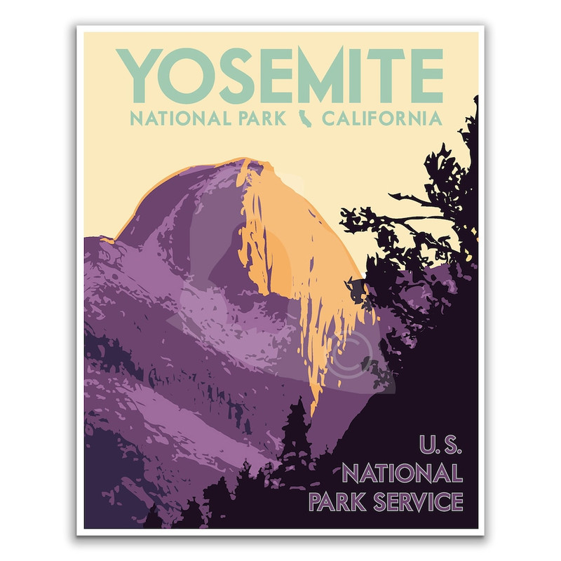 Yosemite National Park Vintage Style Travel Poster, Yosemite California Print.jpg