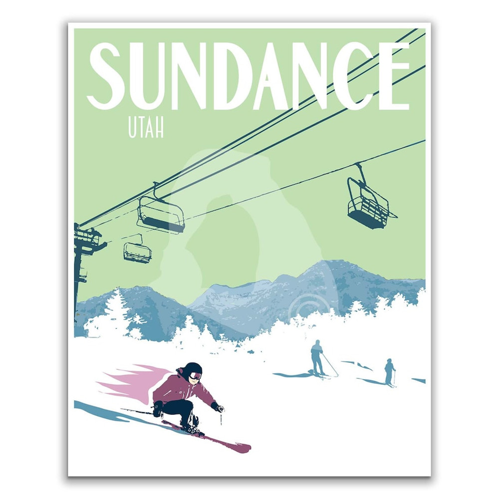 Sundance Utah Skiing Vintage Style Travel Poster, Sundance Resort Travel Print.jpg