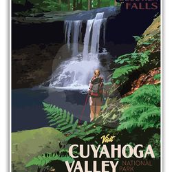 cuyahoga valley national park print, cuyahoga blue hen falls poster, ohio national park travel poster