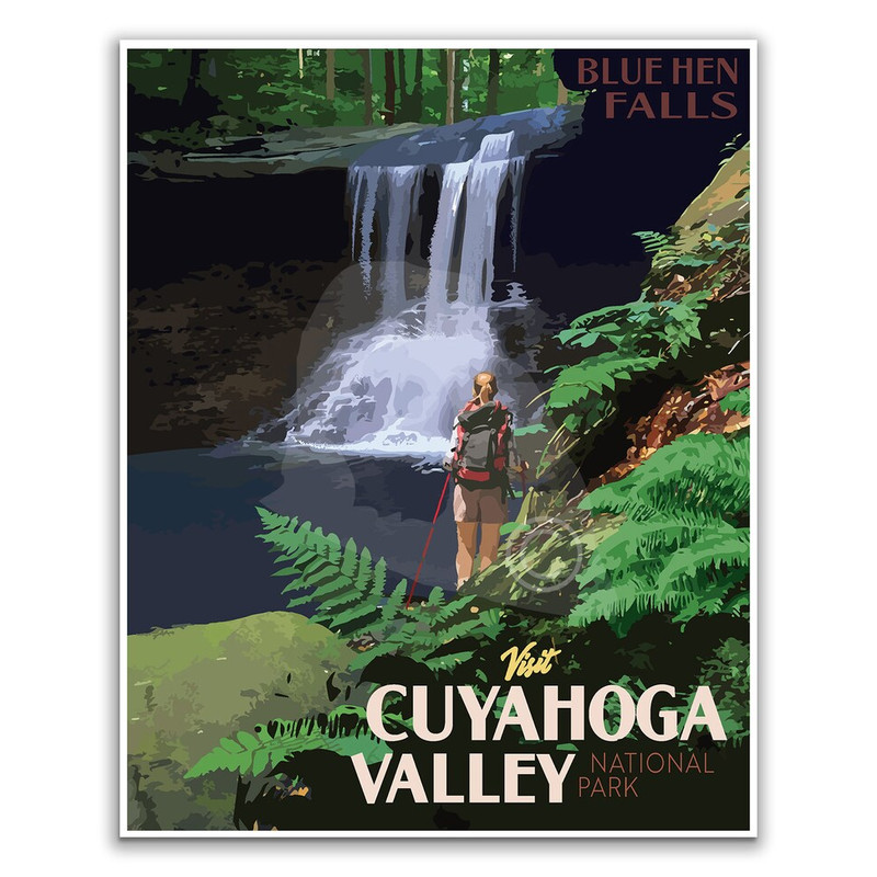 Cuyahoga Valley National Park Print, Cuyahoga Blue Hen Falls Poster, Ohio National Park Travel Poster.jpg