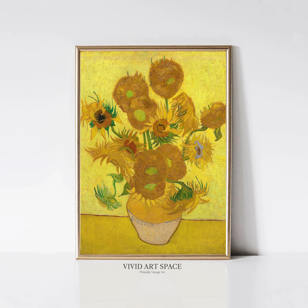 Vincent van Gogh Sunflowers  Impressionist Floral painting  Yellow Flower Print  Printable Wall Art  Digital Download.jpg