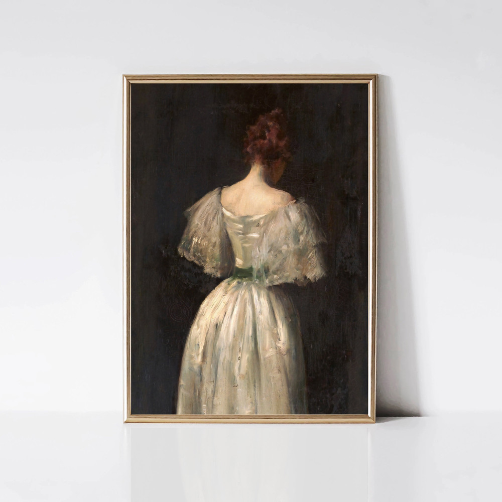 Vintage Woman Portrait Painting White Dress Lady Print Victorian Muted Woman Print Printable Wall Art Digital Download.jpg