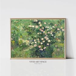 vincent van gogh roses french impressionist landscape painting flowers meadow print printable wall art digital downl