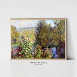 Claude Monet Blooming Flower Garden  Impressionist Landscape Painting  Summer Garden Print  Monet Wall Art  Digital Down