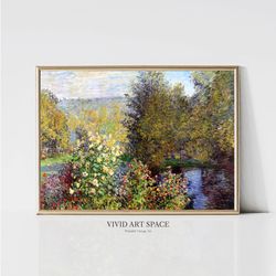 claude monet blooming flower garden impressionist landscape painting summer garden print monet wall art digital down