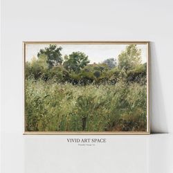 oat field painting  vintage landscape print  rustic country poster  farmhouse wall decor  printable wall art  digital do