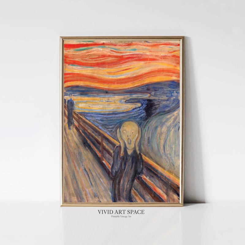 The Scream by Edvard Munch Expressionist Portrait Painting Colorful Print Sunset Print Printable Wall Art Modern Art Print.jpg