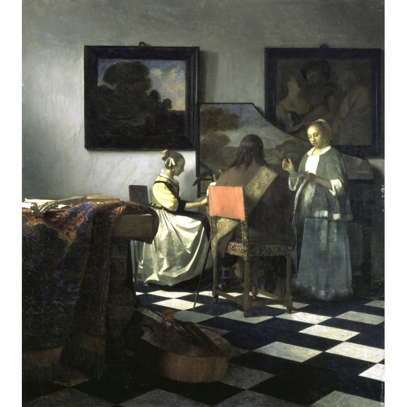 The Concert by Johannes Vermeer Dutch Baroque Painting Vintage Portrait Print Music Room Printable Wall Art Digital Download.jpg