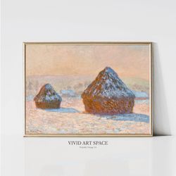 Claude Monet Wheatstacks Snow Effect Morning  Impressionist Landscape Painting  Monet Print  Digital Download  Printable