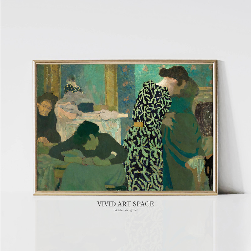 The Flowered Dress Modern Portrait Painting Print Avant Garde Art Print Green Wall Decor Printable Wall Art Digital Download.jpg