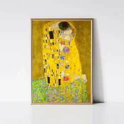 the kiss by gustav klimt modern portrait painting art nouveau print romantic love poster printable wall art digital