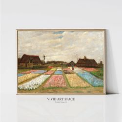 vincent van gogh bulb fields in holland impressionist painting tulip flower print country printable wall art digital