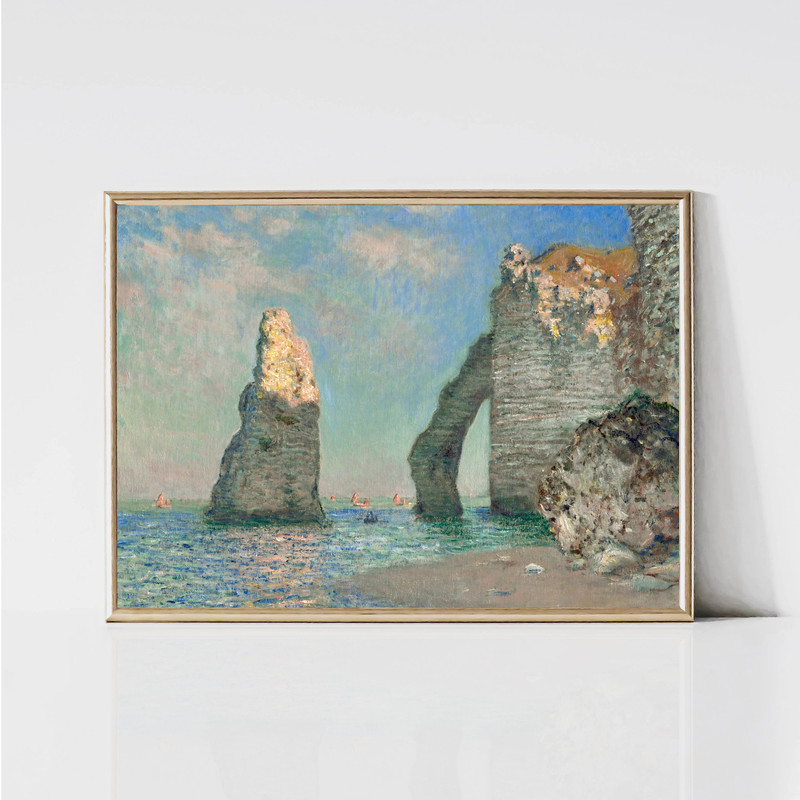 Claude Monet Etretat Cliffs Impressionist Landscape Painting Coastal Print Summer Beach Print Monet Wall Art Digital Download.jpg