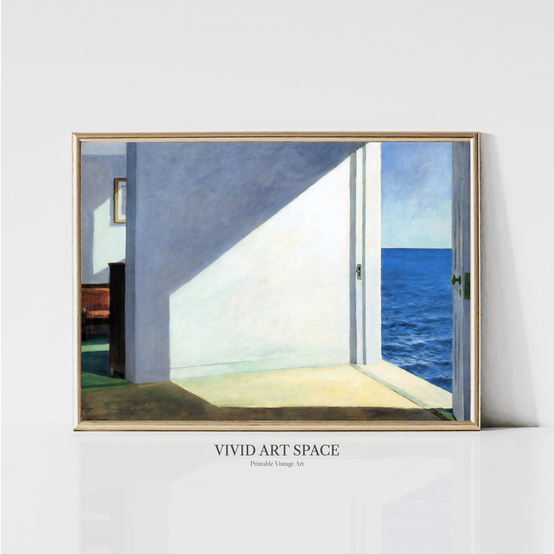 Edward Hopper Rooms By The Sea Modern American Realism Painting Neutral Seaside Room Print Printable Wall Art Digital Download.jpg