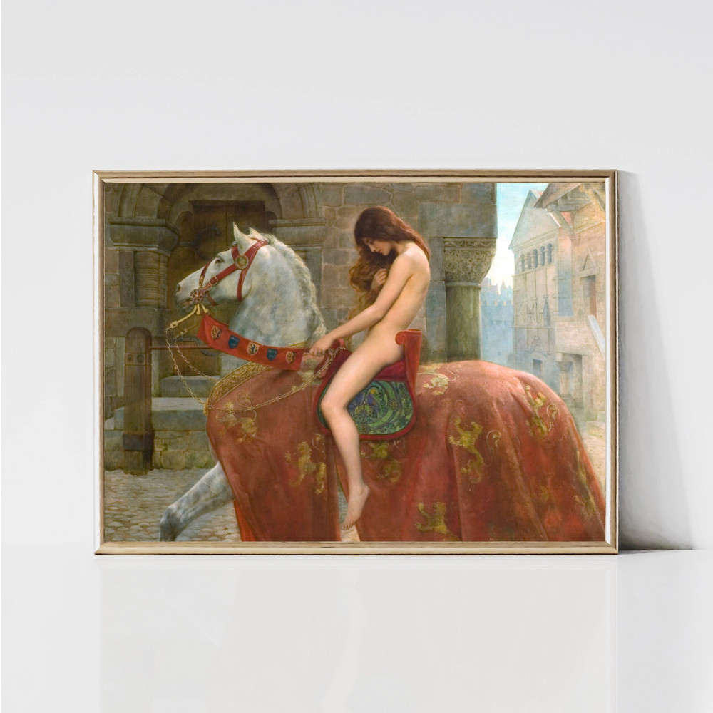 Lady Godiva by John Collier Pre-Raphaelite Art Print Vintage Woman Portrait Painting Print Printable Wall Art Digital Download.jpg