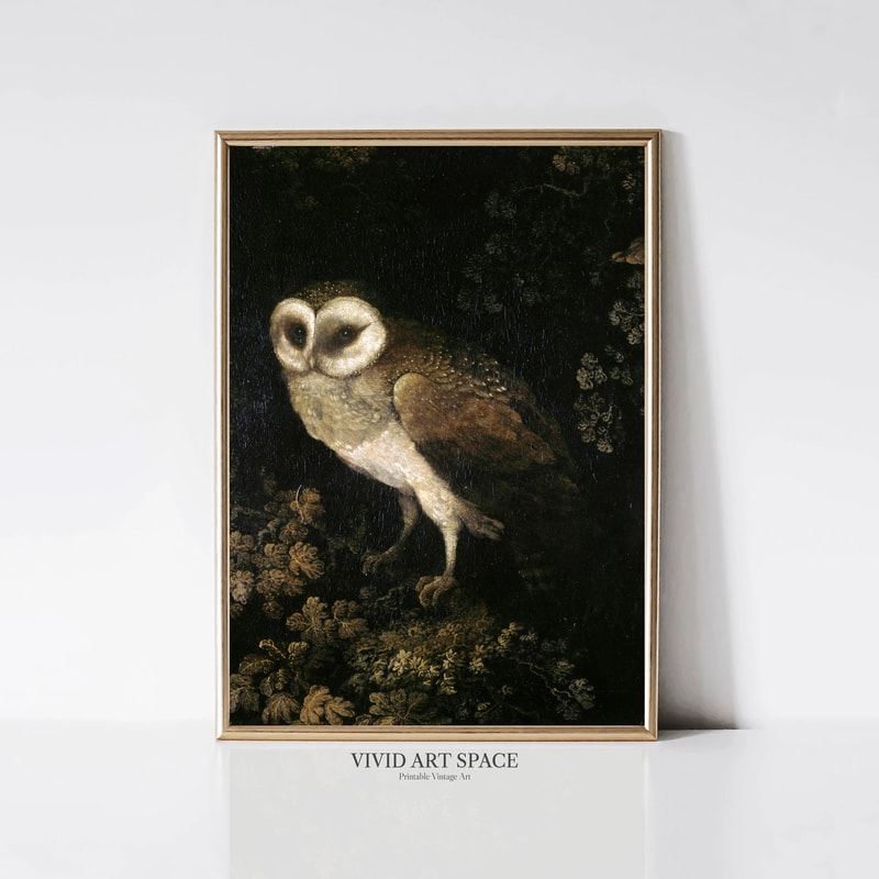 Antique Owl Painting Vintage Animal Wall Art Dark Academia Printable Wall Art Dark Art Digital Download Moody Rustic Bird Print.jpg