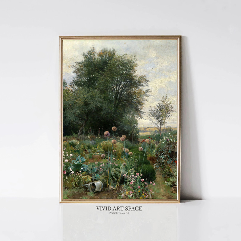 Austrian Cottage Garden Flowering Garden Painting Print Vintage Art Print Cottage Wall Art Printable Wall Art Digital Download.jpg