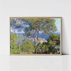 Claude Monet Italian Coastal Town  Impressionist Landscape Painting  Coastal Print  Country Print  Monet Wall Art  Digit