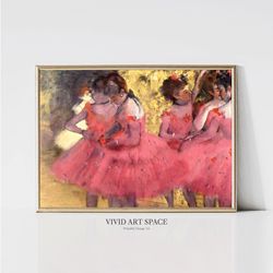 edgar degas pink dancers impressionist ballerina portrait painting ballet dance art print printable wall art digital