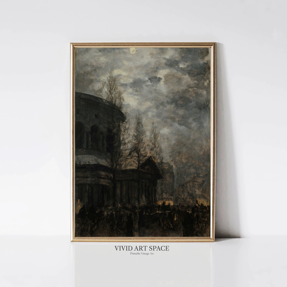 Leaving Paris Dark Cityscape Painting Dark Academia Art Print Moody Print Paris Art Print Printable Wall Art Digital Download.jpg