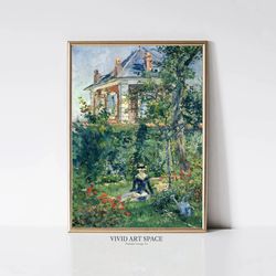 A Garden Nook at Bellevue by Edouard Manet  Impressionist Landscape Painting  Garden Art Print  Printable Wall Art  Digi