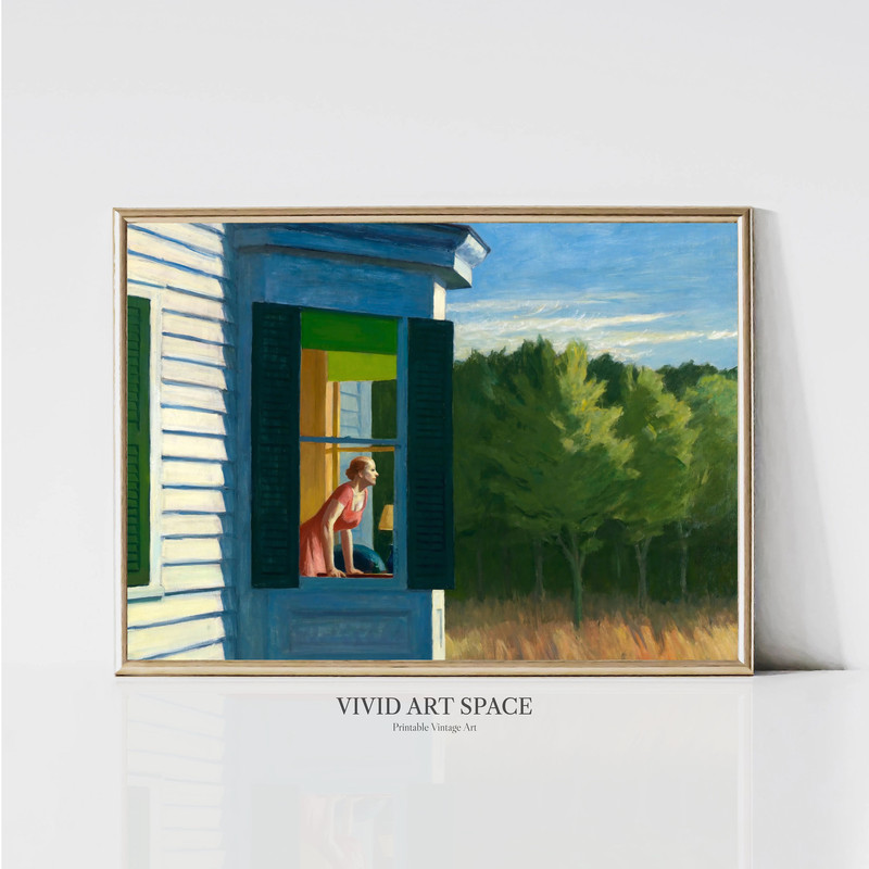 Edward Hopper Cape Cod Morning Modern American Realism Painting Moody Woman Portrait Print Printable Wall Art Digital Download-1.jpg