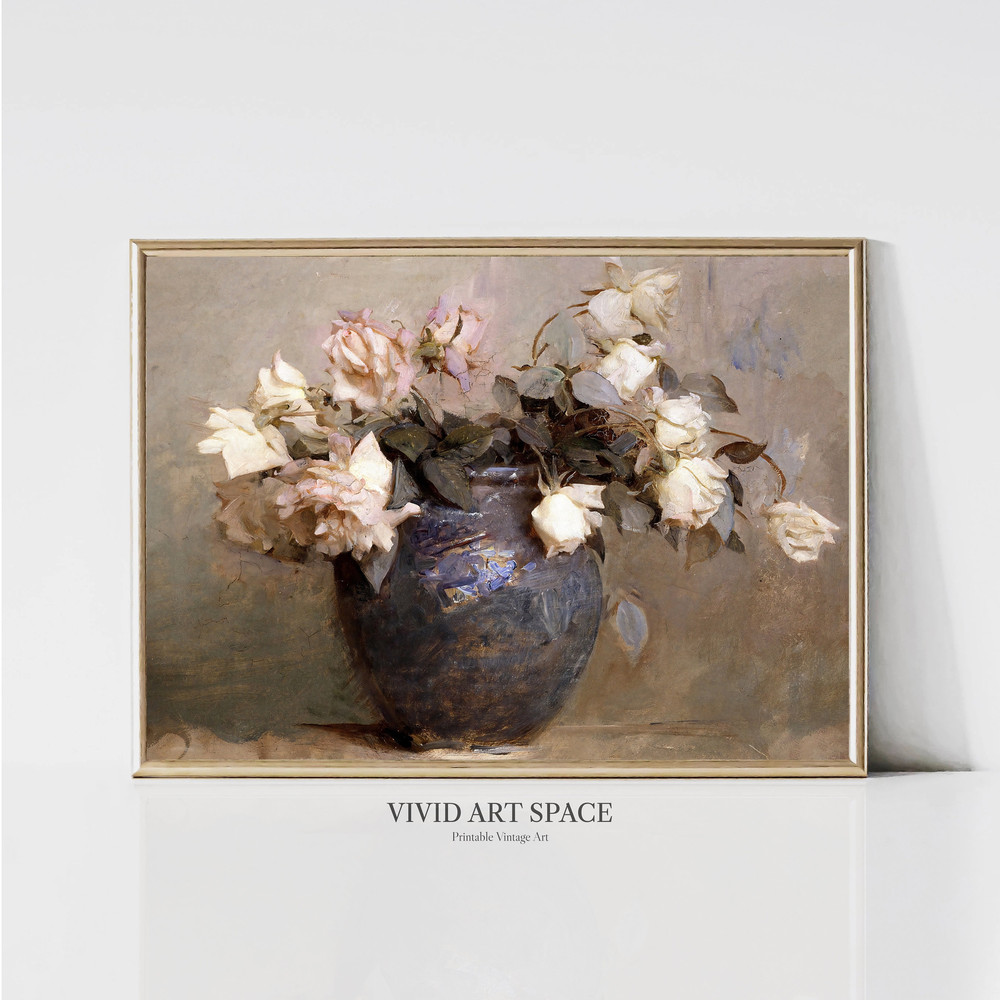 Rustic Rose Painting Vintage Art Print Flower Print Pink Floral Print Farmhouse Wall Decor Printable Wall Art Digital Download.jpg