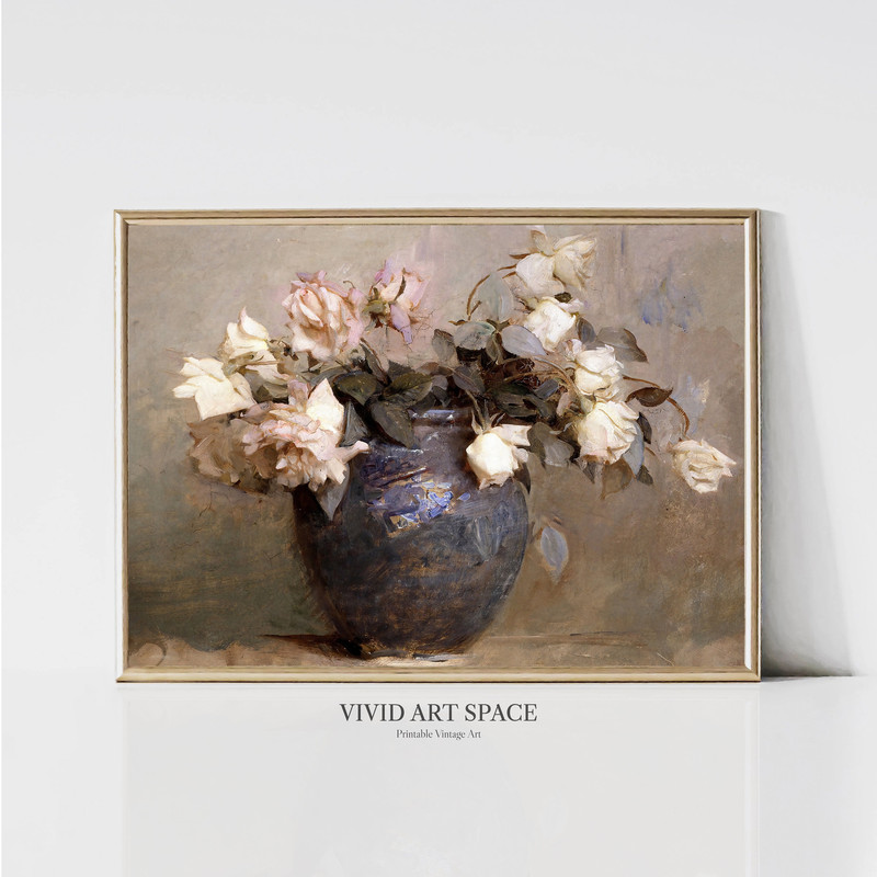 Rustic Rose Painting Vintage Art Print Flower Print Pink Floral Print Farmhouse Wall Decor Printable Wall Art Digital Download.jpg