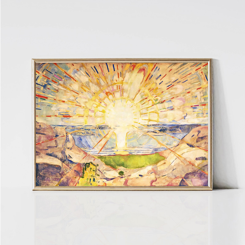The Sun by Edvard Munch Modern Sea Landscape Painting Abstract Expressionist Coastal Print Printable Wall Art Digital Download-1.jpg