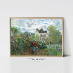 Claude Monet The Garden of Monet at Argenteuil  Impressionist Landscape Painting  Rose Garden Print  Monet Wall Art  Dig