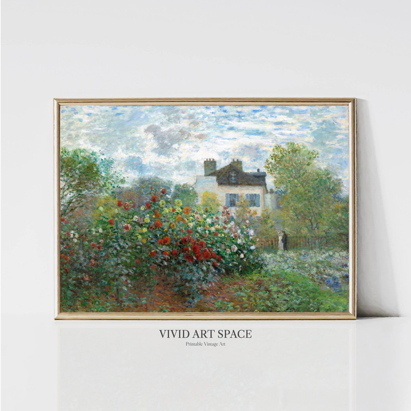 Claude Monet The Garden of Monet at Argenteuil Impressionist Landscape Painting Rose Garden Print Monet Wall Art Digital Download.jpg