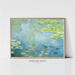 Claude Monet Water Lilies  Impressionist Landscape Painting  Garden Print  Flower Print  Blue Print  Monet Wall Art  Dig