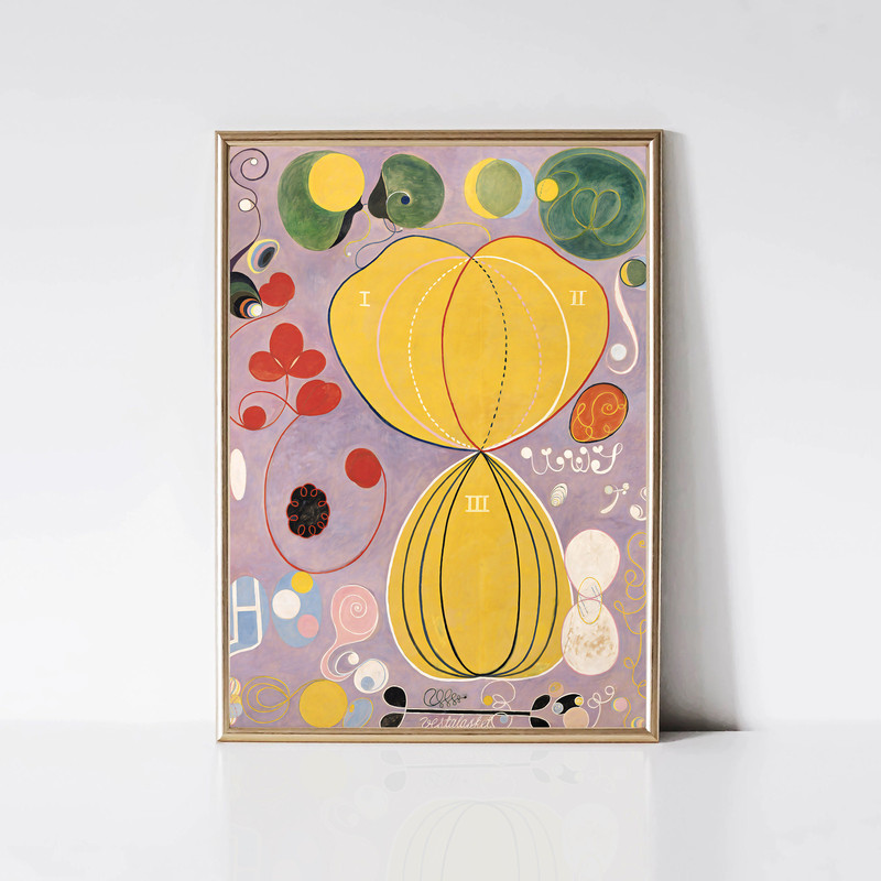Hilma af Klint, Adulthood Modern Painting Geometric Print Yellow Printable Wall Art Colorful Digital Download Abstract Art Print.jpg