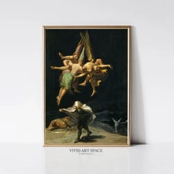 francisco goya, witches flight dark witchcraft painting classic art print romanticism print printable wall art digi