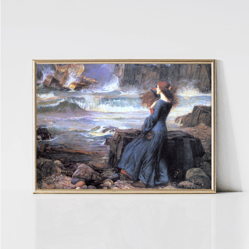 Miranda (The Tempest) John William Waterhouse Pre-Raphaelite Art Print Woman Portrait Painting Printable Wall Art Digital Download.jpg