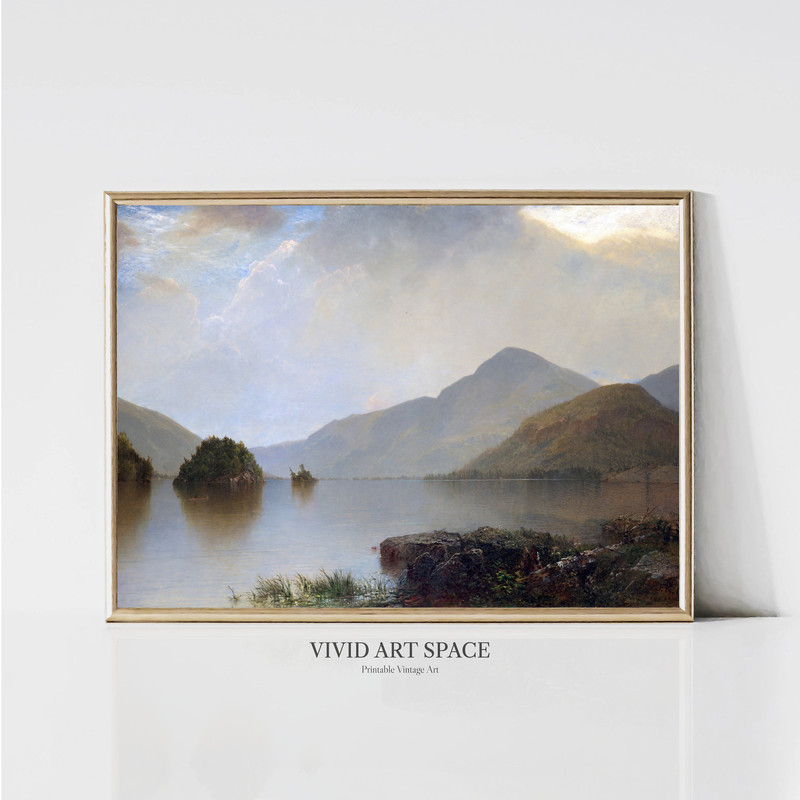 Mountain Lake Rustic Vintage Landscape Painting Landscape Art Print Landscape Print Landscape Wall Art Printable Digital Download.jpg