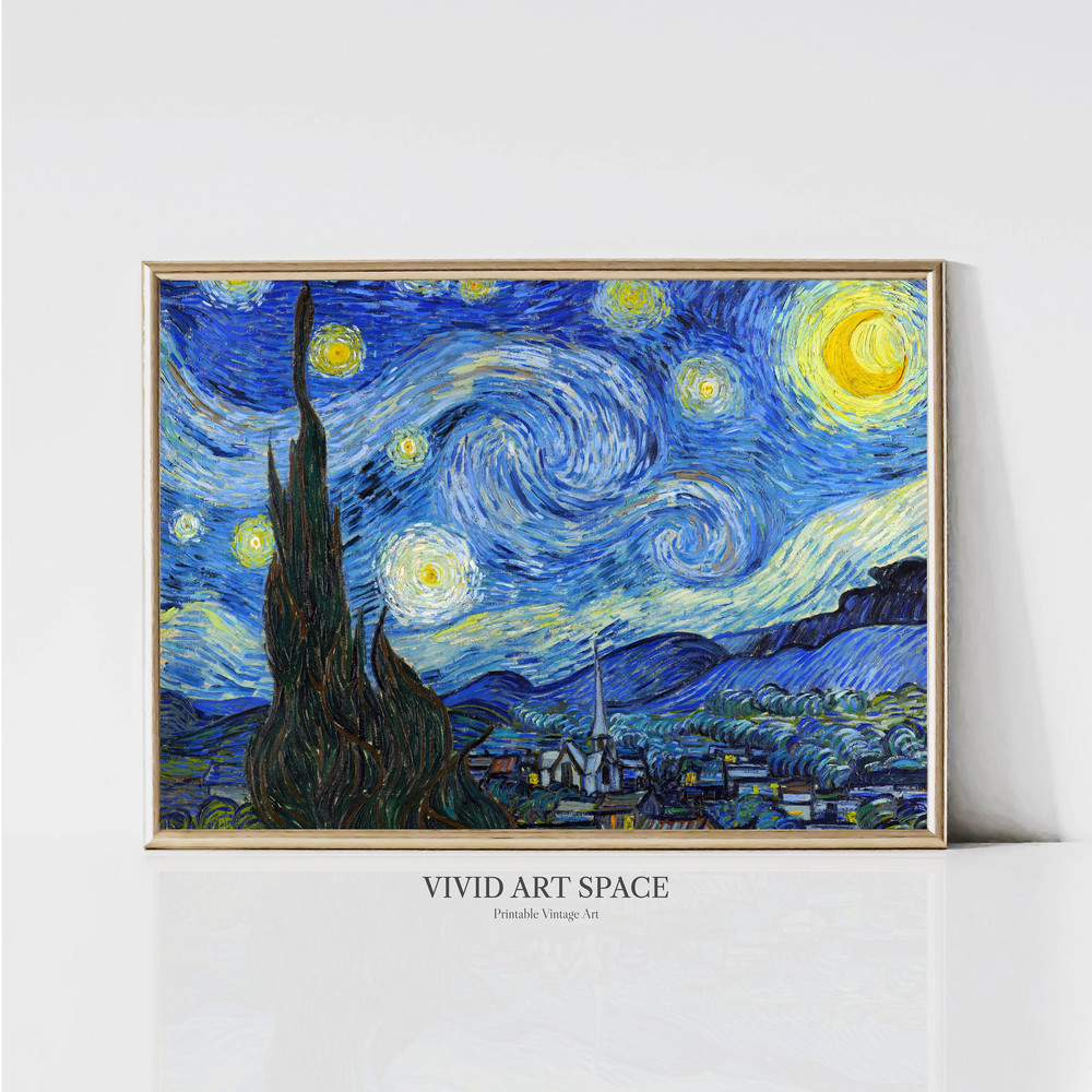 Vincent van Gogh Starry Night Impressionist Landscape Painting Famous Art Print Vintage Print Printable Wall Art Digital Download.jpg